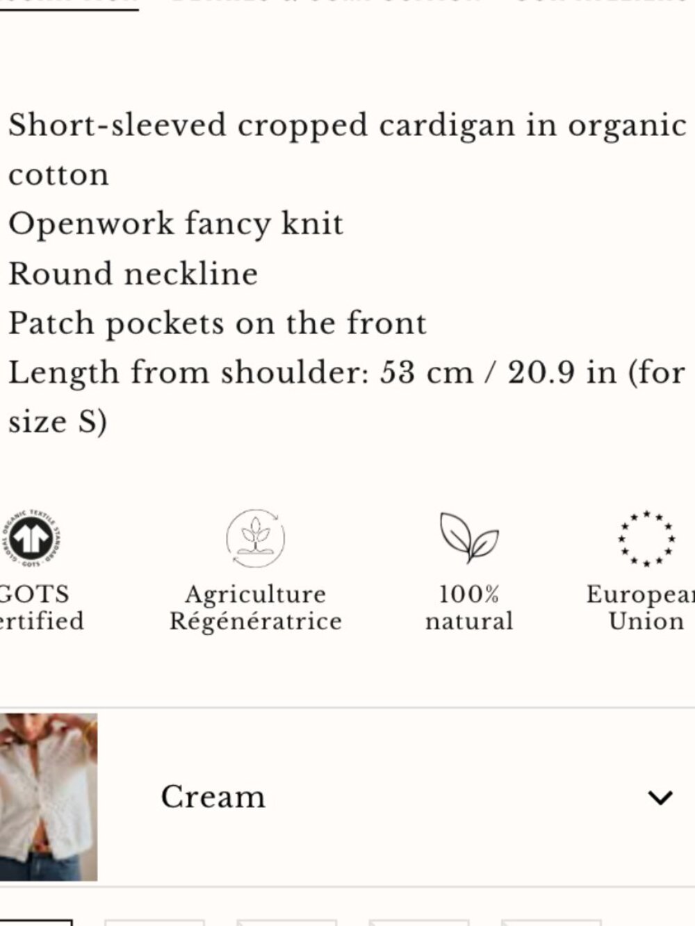 NWT Sezane Nans Cardigan Cream - Picture 6 of 6